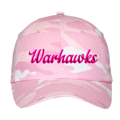 Pink Camo velcro closure hat - Warhawks 3D Puff Embroidery Thumbnail